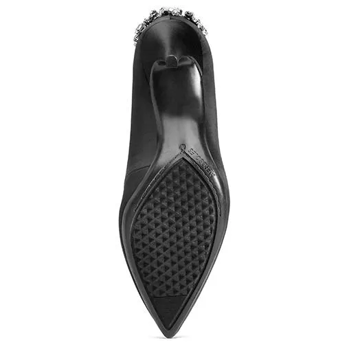 Aerosoles Black Embellished Rhinestone Heel Slip On Pointy Toe Classic Pumps
