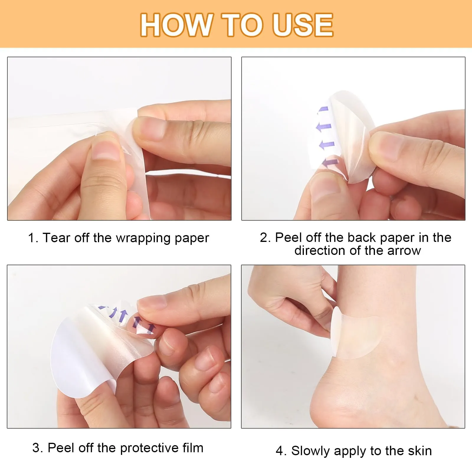 Blister Plasters Heel Hydrocolloid Plasters, Pack of 32 Gel Plasters Blister Prevention, Heel Blister Plasters Hiking for Toes and Fingers Forefoot Heel Heel Protection Protective Skin (8 Types)