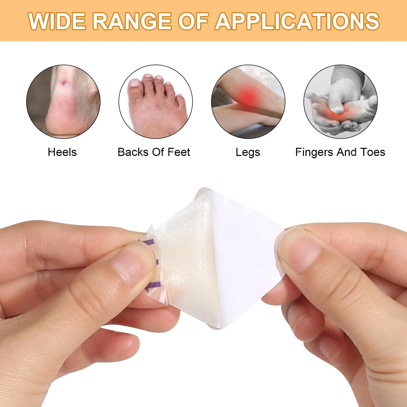 Blister Plasters Heel Hydrocolloid Plasters, Pack of 32 Gel Plasters Blister Prevention, Heel Blister Plasters Hiking for Toes and Fingers Forefoot Heel Heel Protection Protective Skin (8 Types)