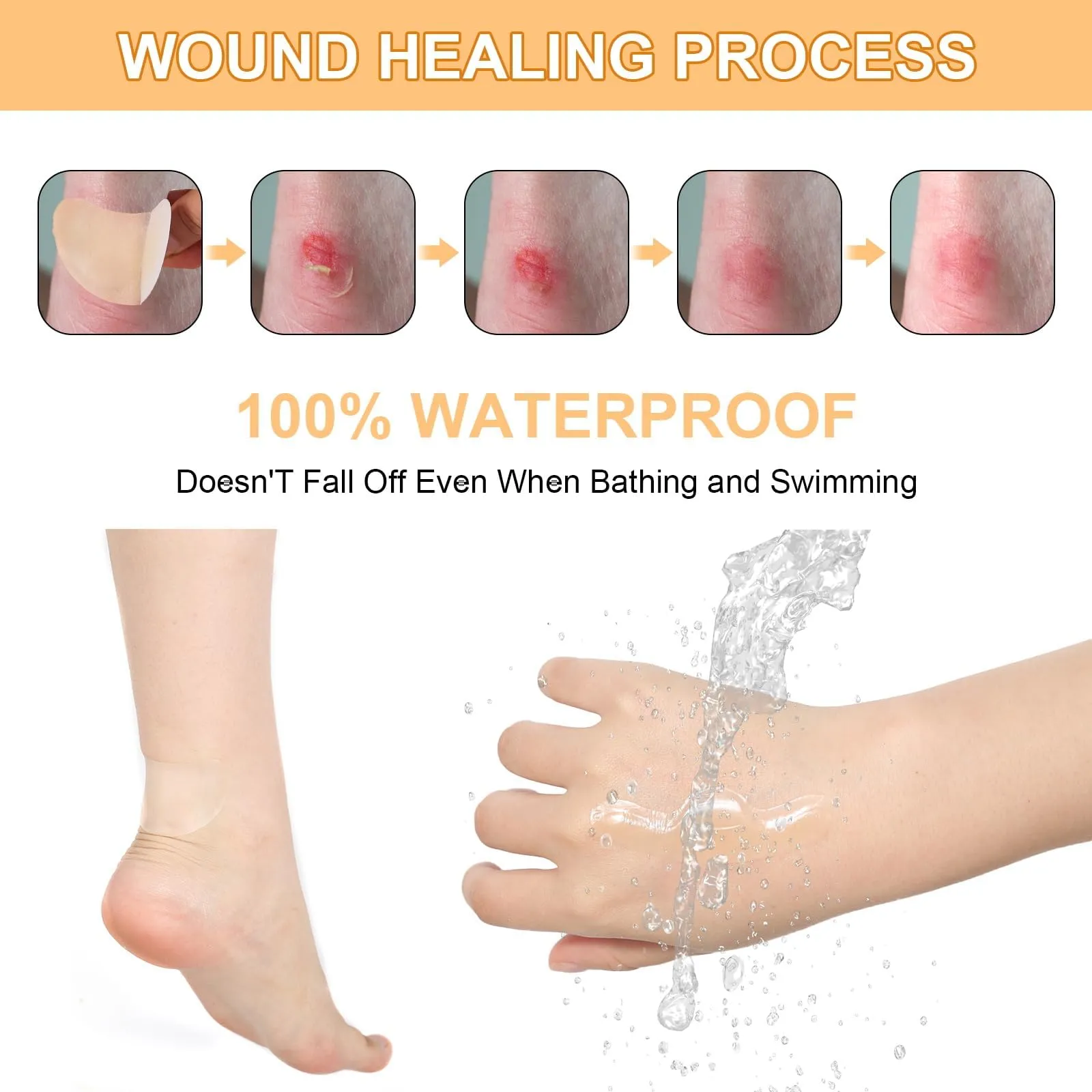 Blister Plasters Heel Hydrocolloid Plasters, Pack of 32 Gel Plasters Blister Prevention, Heel Blister Plasters Hiking for Toes and Fingers Forefoot Heel Heel Protection Protective Skin (8 Types)