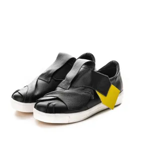 Bold black leather sneakers
