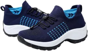 Breathable Lightweight Chunky Sneakers - Women's Sports Front Tie Running Platform Soft Sole Shoes - Women's Casual Hiking Shoes