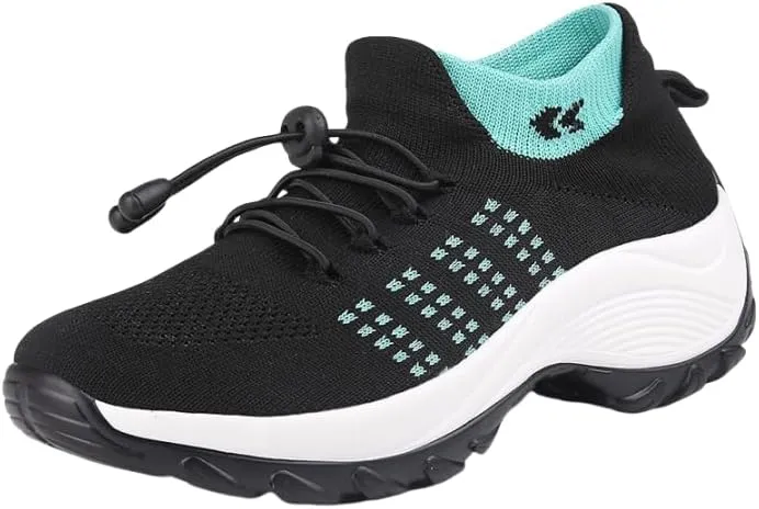 Breathable Lightweight Chunky Sneakers - Women's Sports Front Tie Running Platform Soft Sole Shoes - Women's Casual Hiking Shoes