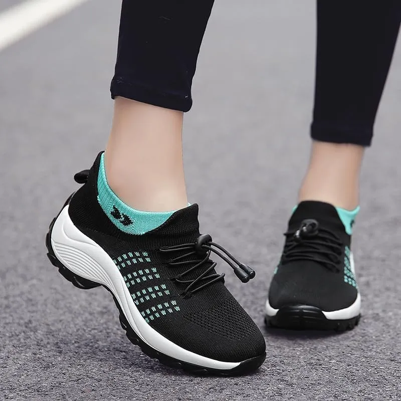Breathable Lightweight Chunky Sneakers - Women's Sports Front Tie Running Platform Soft Sole Shoes - Women's Casual Hiking Shoes
