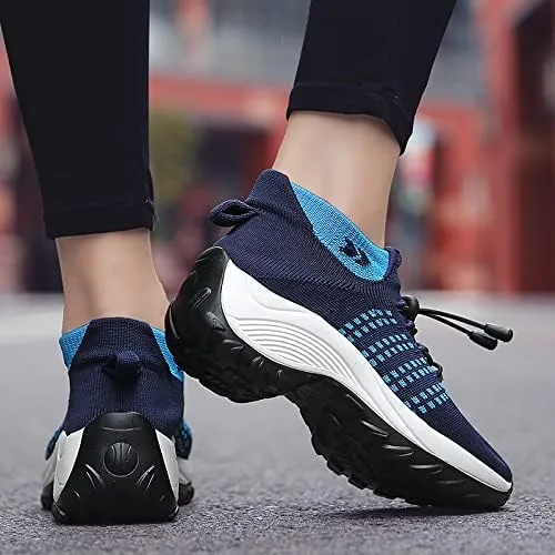 Breathable Lightweight Chunky Sneakers - Women's Sports Front Tie Running Platform Soft Sole Shoes - Women's Casual Hiking Shoes