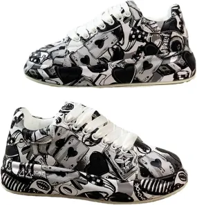 Breathable Low-top Lace-up Graffiti Running Shoes for Men Women - Ideal for Gym, Tennis, Walking, and Fashion