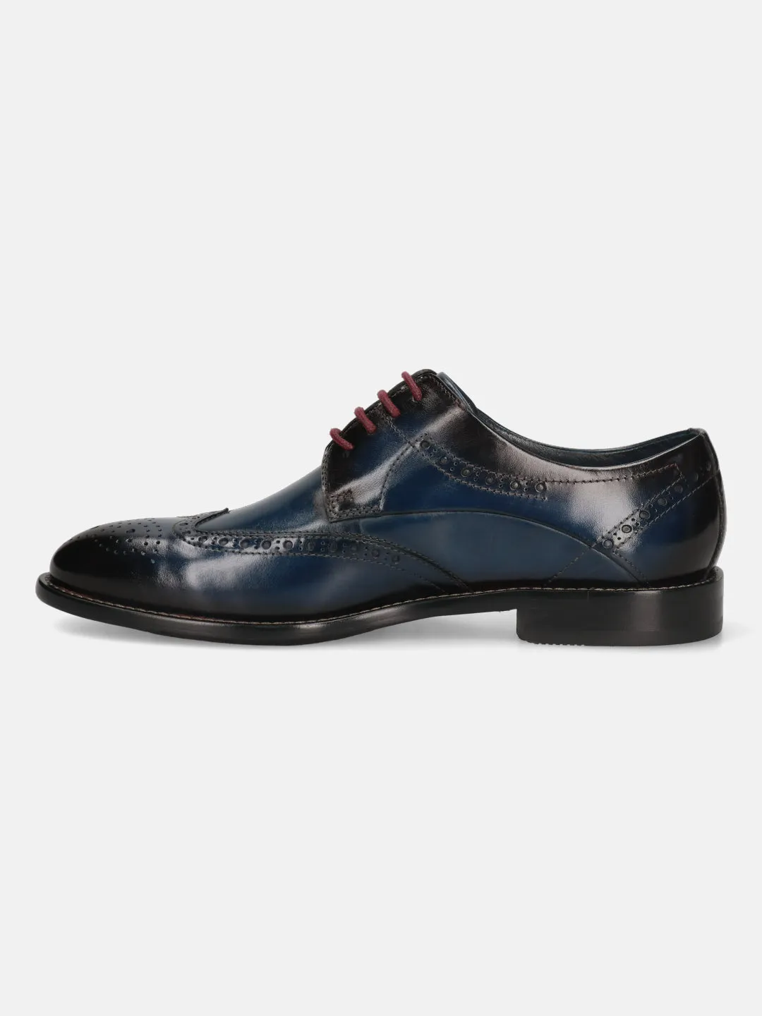 bugatti Dark Blue & Dark Red Premium Leather Derby shoes