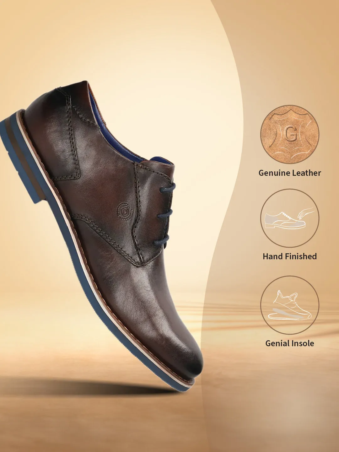 bugatti Dark Brown Premium Leather Derby shoes