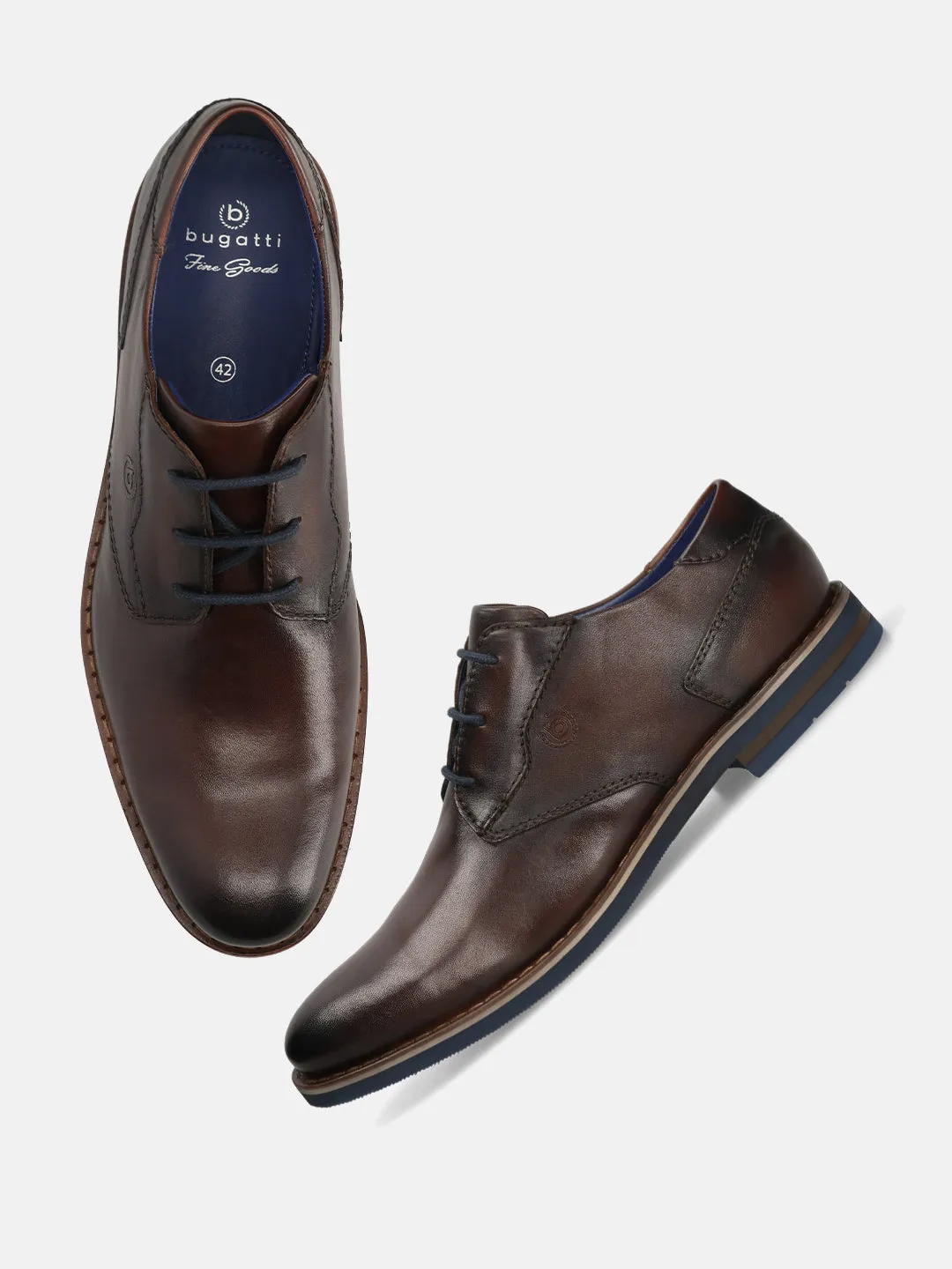 bugatti Dark Brown Premium Leather Derby shoes