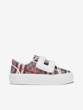 Burberry Girls Checkerboard Velcro Strap Trainers