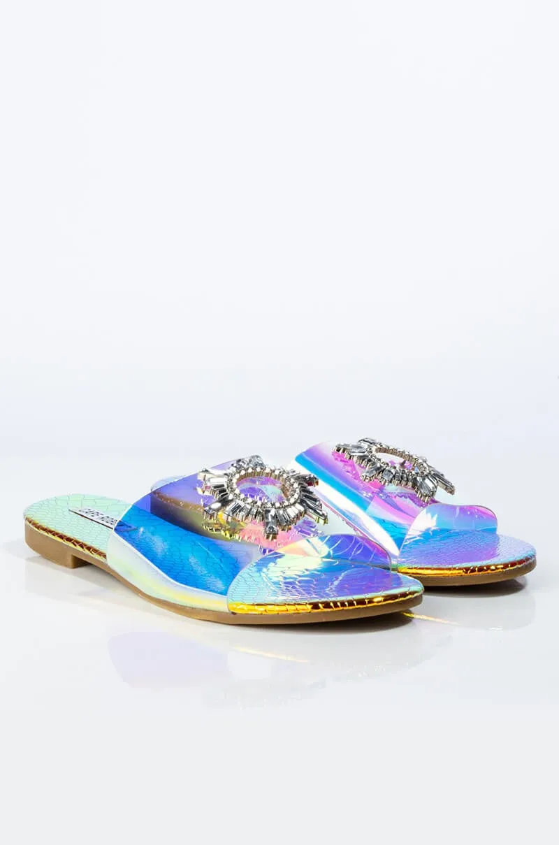 Cape Robbin Womens Frozen Slip On Mules Slides Sandals Mermaid (8.5, Mermaid)