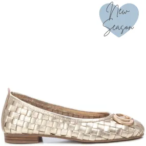 Carmela Gold Leather Classic Ballet Flats