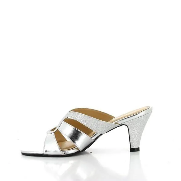 Dalessi Dolly Silver Glitter Slides