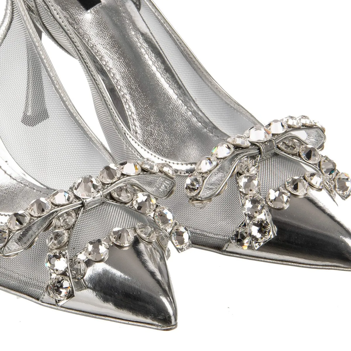 Dolce & Gabbana Mesh Slingback Pumps With Bejeweled Bow