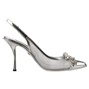 Dolce & Gabbana Mesh Slingback Pumps With Bejeweled Bow