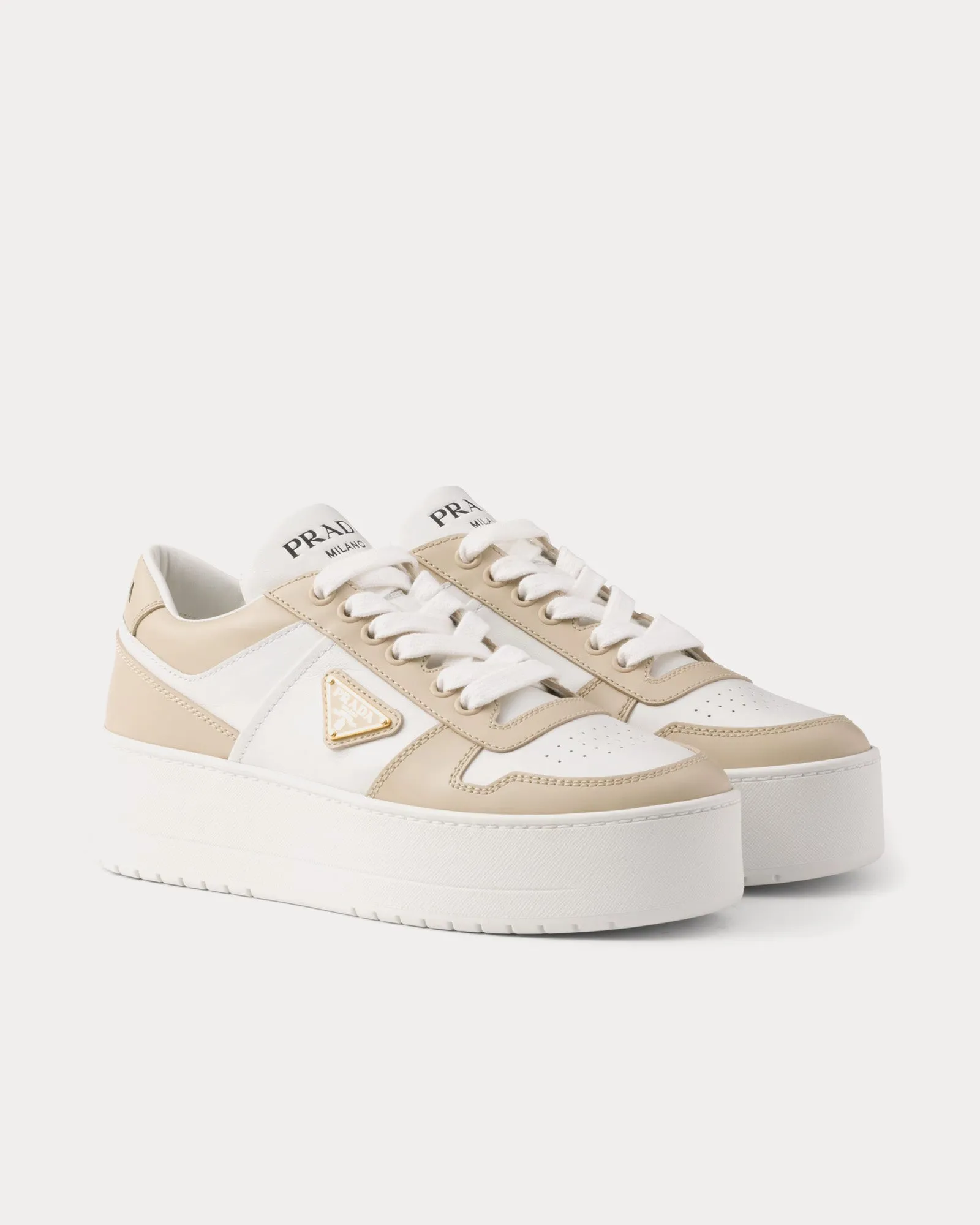 Downtown Bold Leather Desert / White Low Top Sneakers