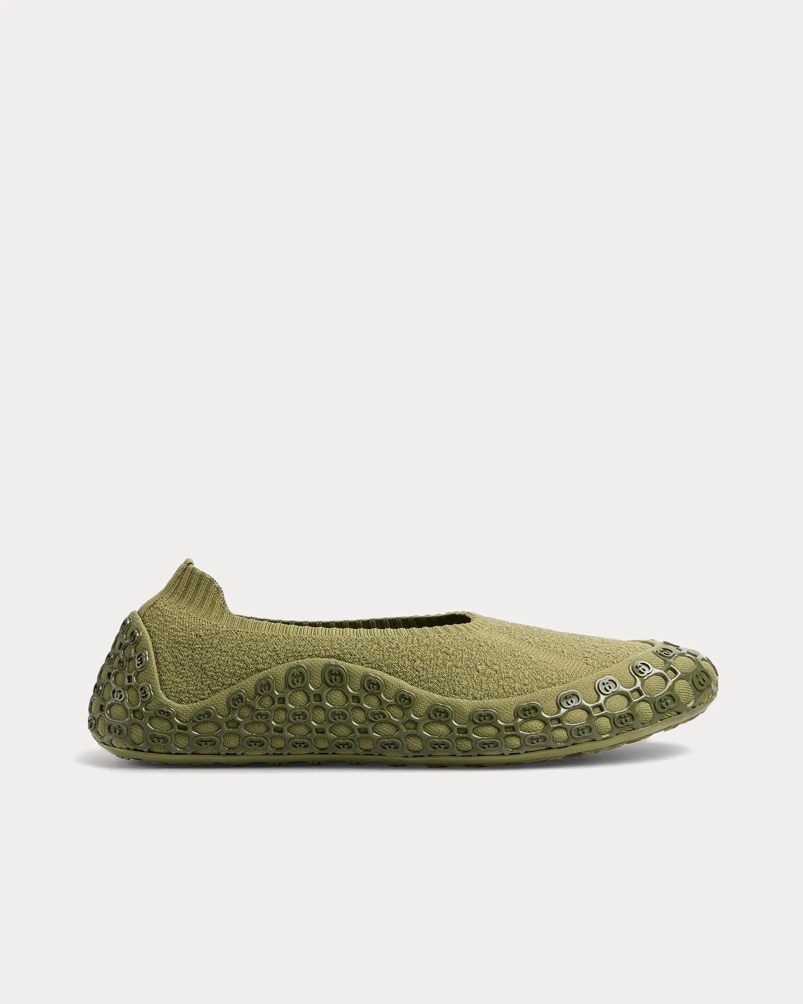 Elastic Fabric Dark Green Slip Ons