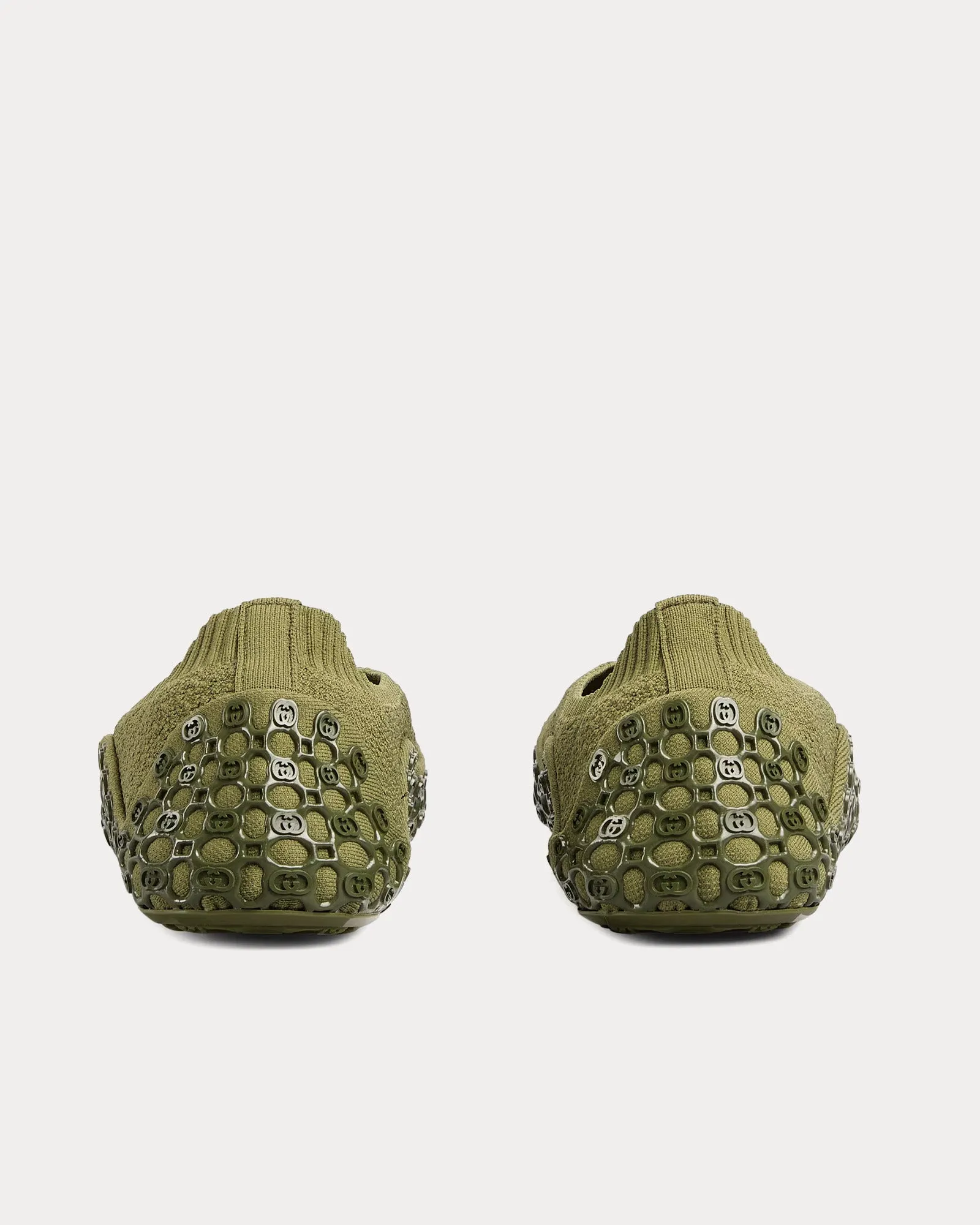 Elastic Fabric Dark Green Slip Ons