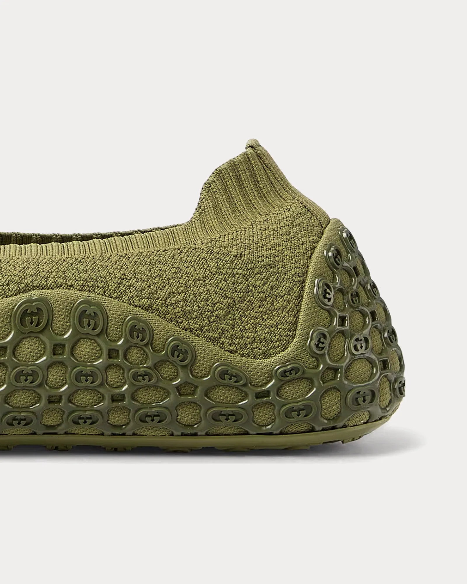 Elastic Fabric Dark Green Slip Ons