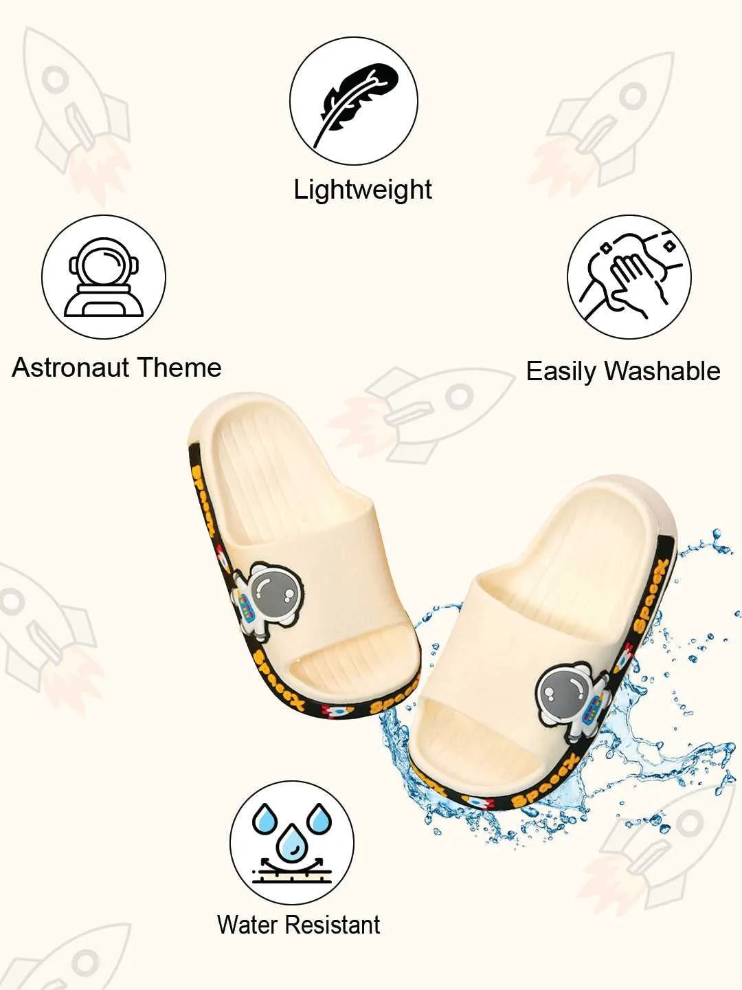 Interstellar Comfort: Astronaut and Rocket Slides in Pristine White
