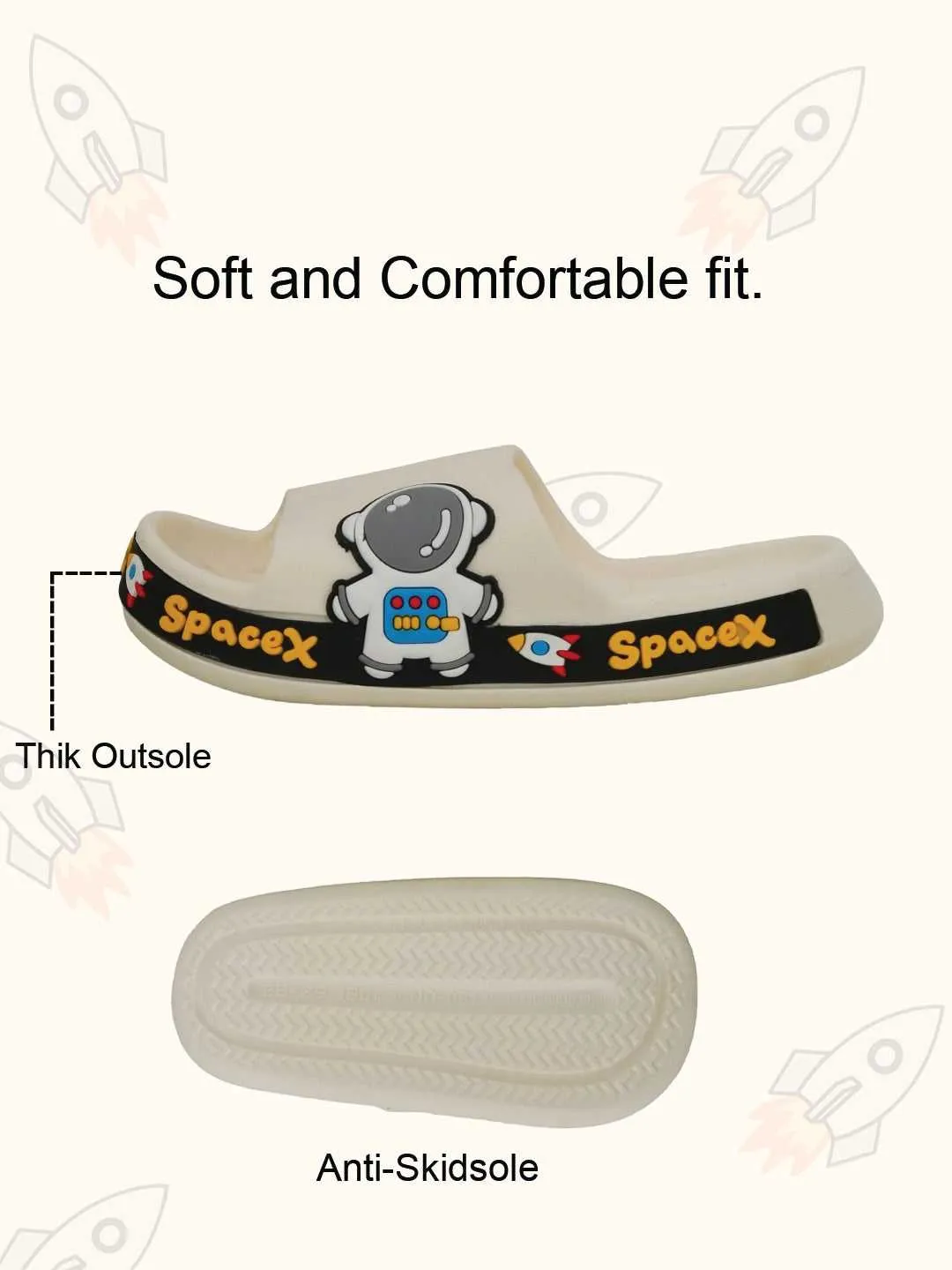 Interstellar Comfort: Astronaut and Rocket Slides in Pristine White