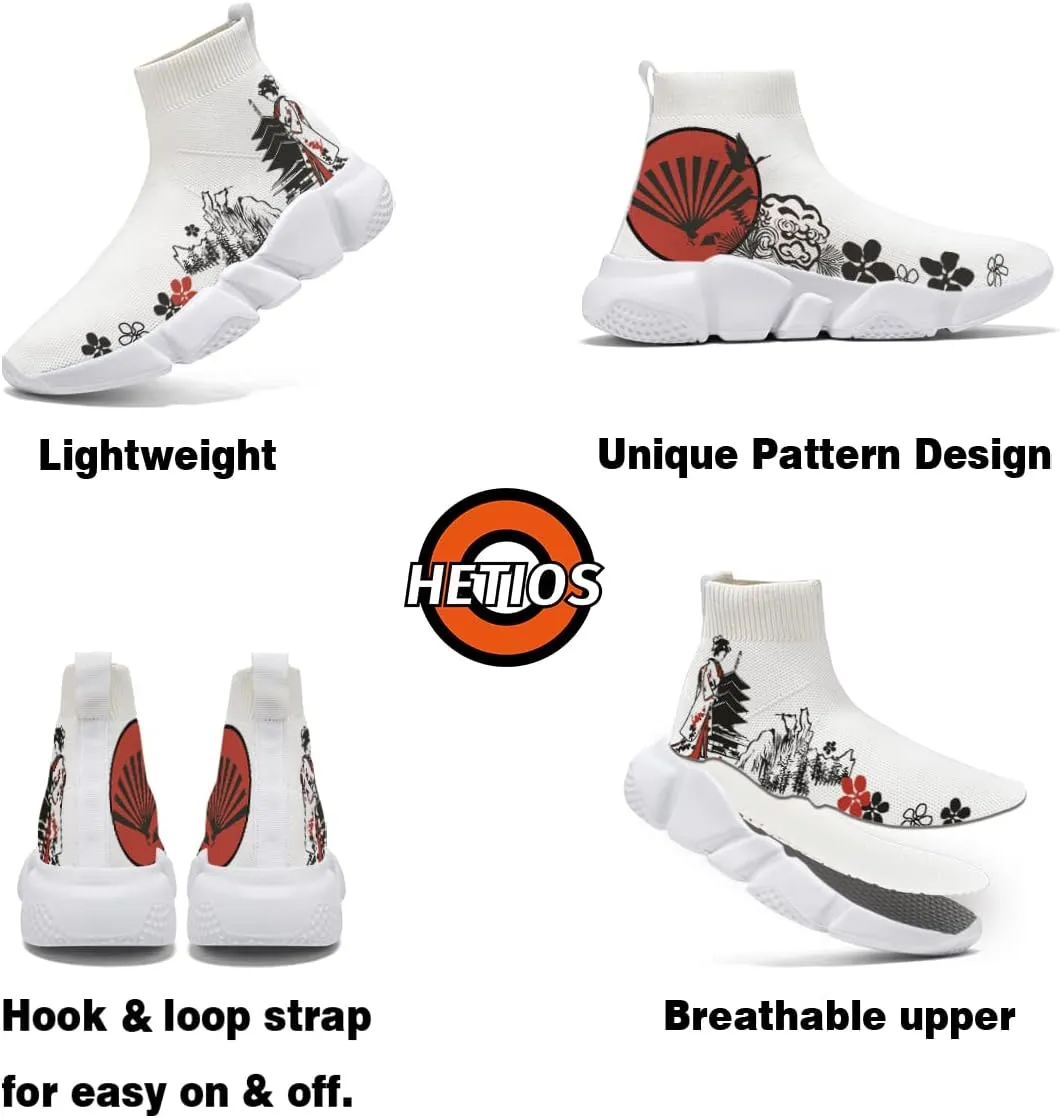 Japanese Graffiti Art Printed Shoes Boys Sneakers Girls Casual Walking Socks Shoes