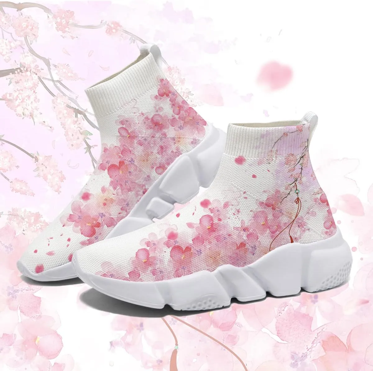 Japanese Graffiti Art Printed Shoes Boys Sneakers Girls Casual Walking Socks Shoes