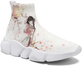Japanese Graffiti Art Printed Shoes Boys Sneakers Girls Casual Walking Socks Shoes