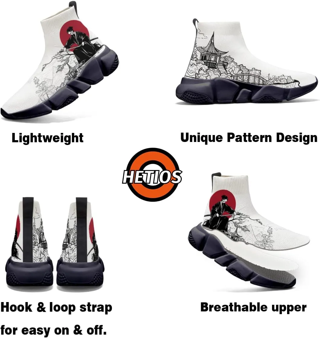 Japanese Graffiti Art Printed Shoes Boys Sneakers Girls Casual Walking Socks Shoes