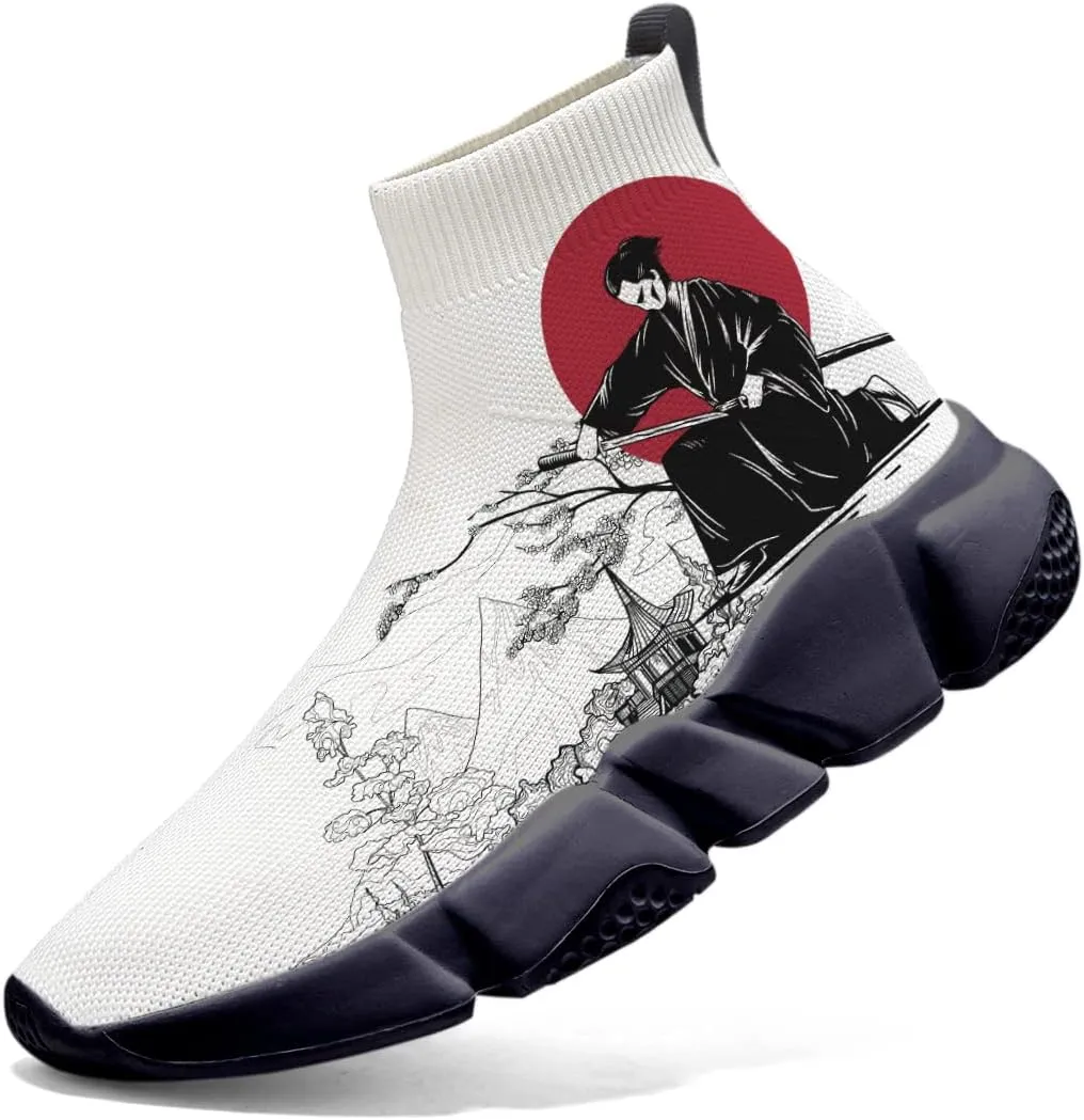 Japanese Graffiti Art Printed Shoes Boys Sneakers Girls Casual Walking Socks Shoes