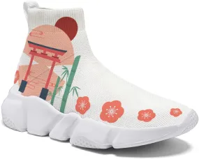 Japanese Graffiti Art Printed Shoes Boys Sneakers Girls Casual Walking Socks Shoes
