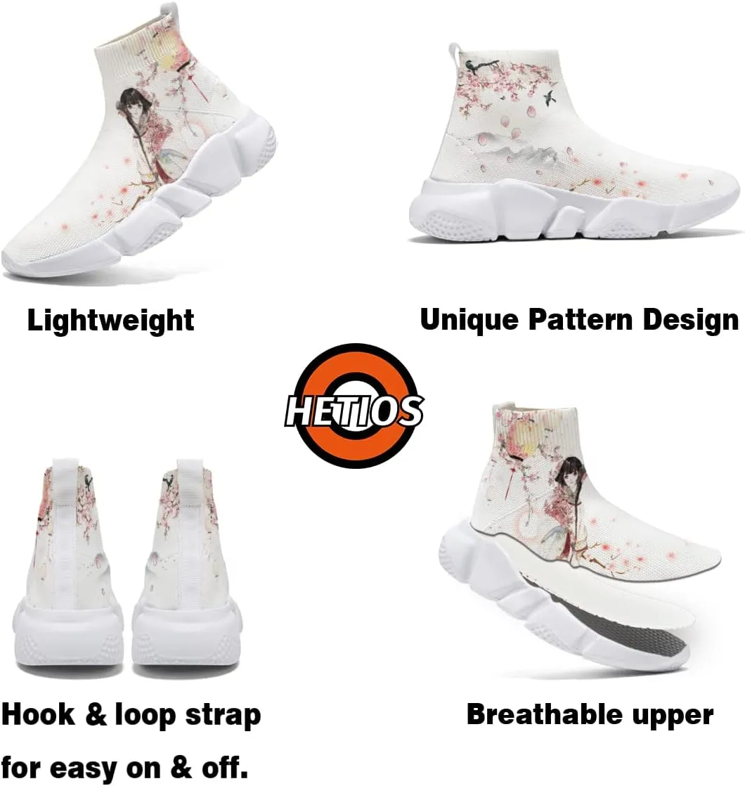 Japanese Graffiti Art Printed Shoes Boys Sneakers Girls Casual Walking Socks Shoes