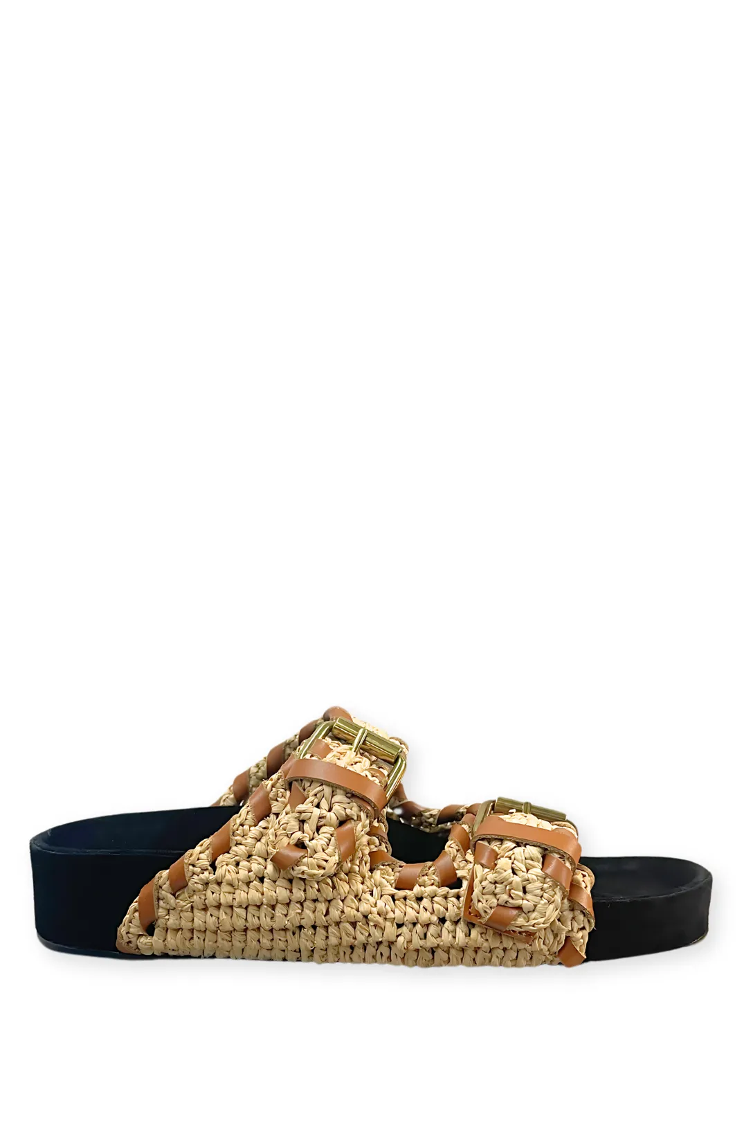 Lennyo Raffia Sandal | Natural / Cognac