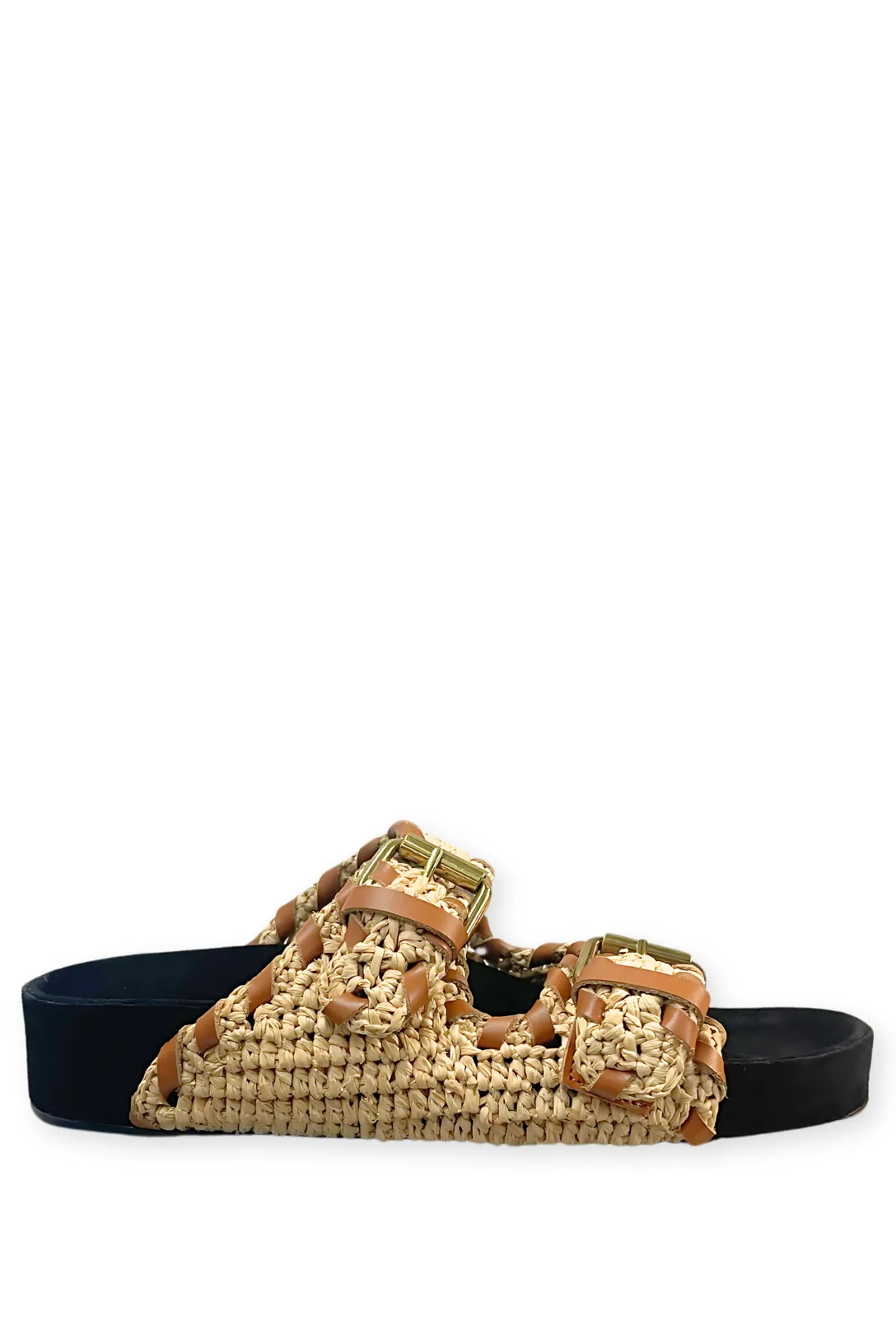 Lennyo Raffia Sandal | Natural / Cognac