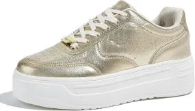 LUCKY STEP Women Platform Fashion Sneakers Chunky Faux Leather Thick Sole Comfortable Lightweight Casual Tennis Walking Shoes
