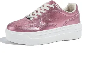 LUCKY STEP Women Platform Fashion Sneakers Chunky Faux Leather Thick Sole Comfortable Lightweight Casual Tennis Walking Shoes