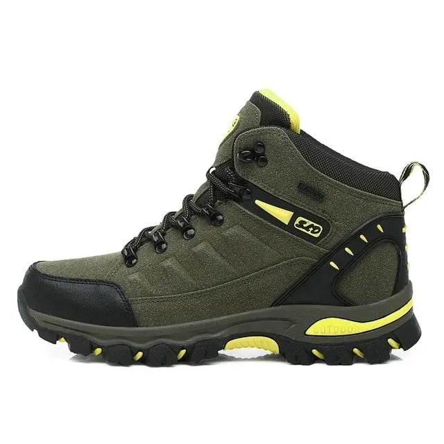Men Women Hiking Shoes, Climbing Boots, Genuine Leather Waterproof Ankle Boots
