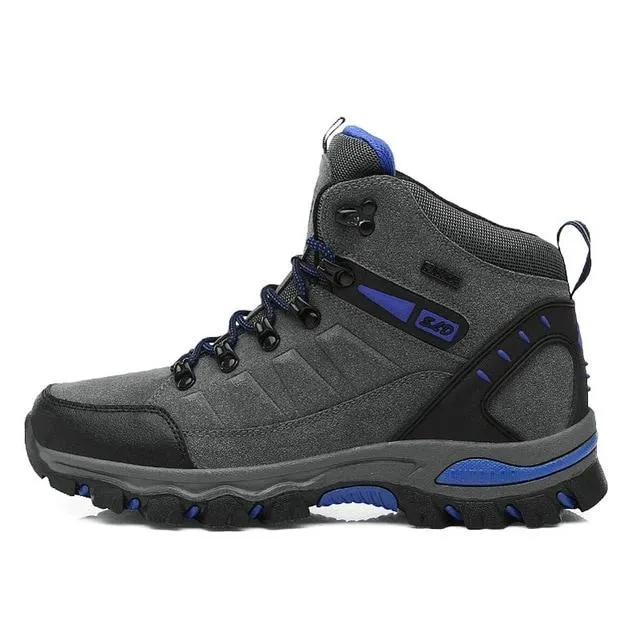 Men Women Hiking Shoes, Climbing Boots, Genuine Leather Waterproof Ankle Boots