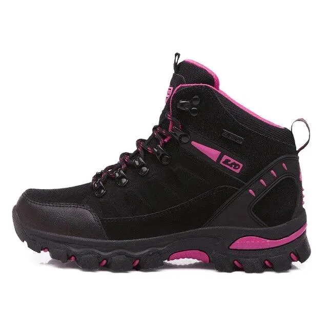 Men Women Hiking Shoes, Climbing Boots, Genuine Leather Waterproof Ankle Boots