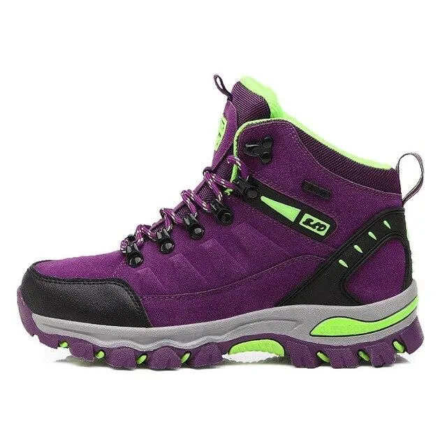 Men Women Hiking Shoes, Climbing Boots, Genuine Leather Waterproof Ankle Boots