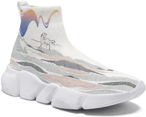 Men's Fashion Graffiti Shoes - Plus Size Tennis Trainers Abstract Art Sock Sneakers for Women