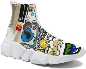 Men's Fashion Graffiti Shoes - Plus Size Tennis Trainers Abstract Art Sock Sneakers for Women
