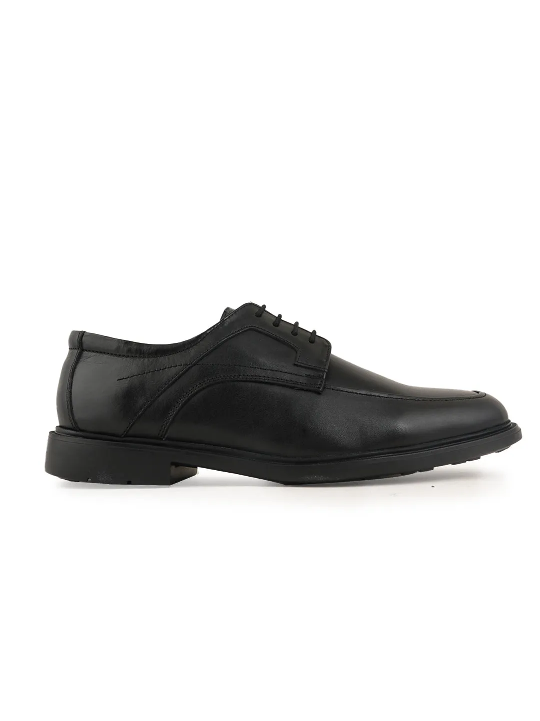 Pelle Albero Men Black Solid Leather Formal Derbys