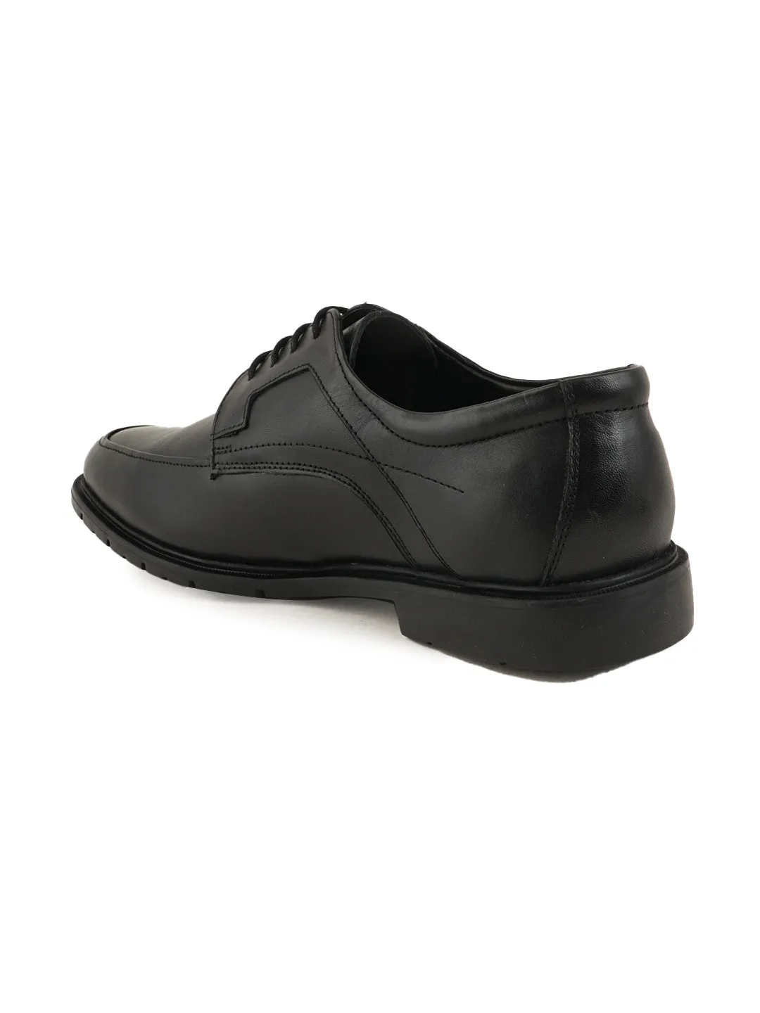 Pelle Albero Men Black Solid Leather Formal Derbys