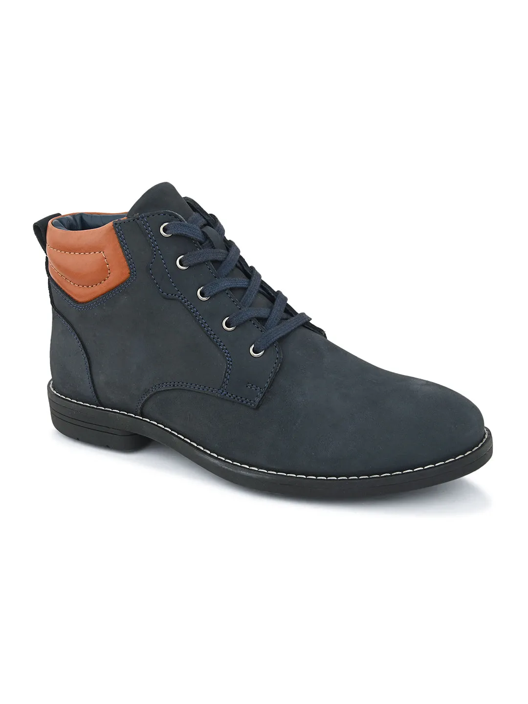 PELLE ALBERO Men Blue Lace-up Boots
