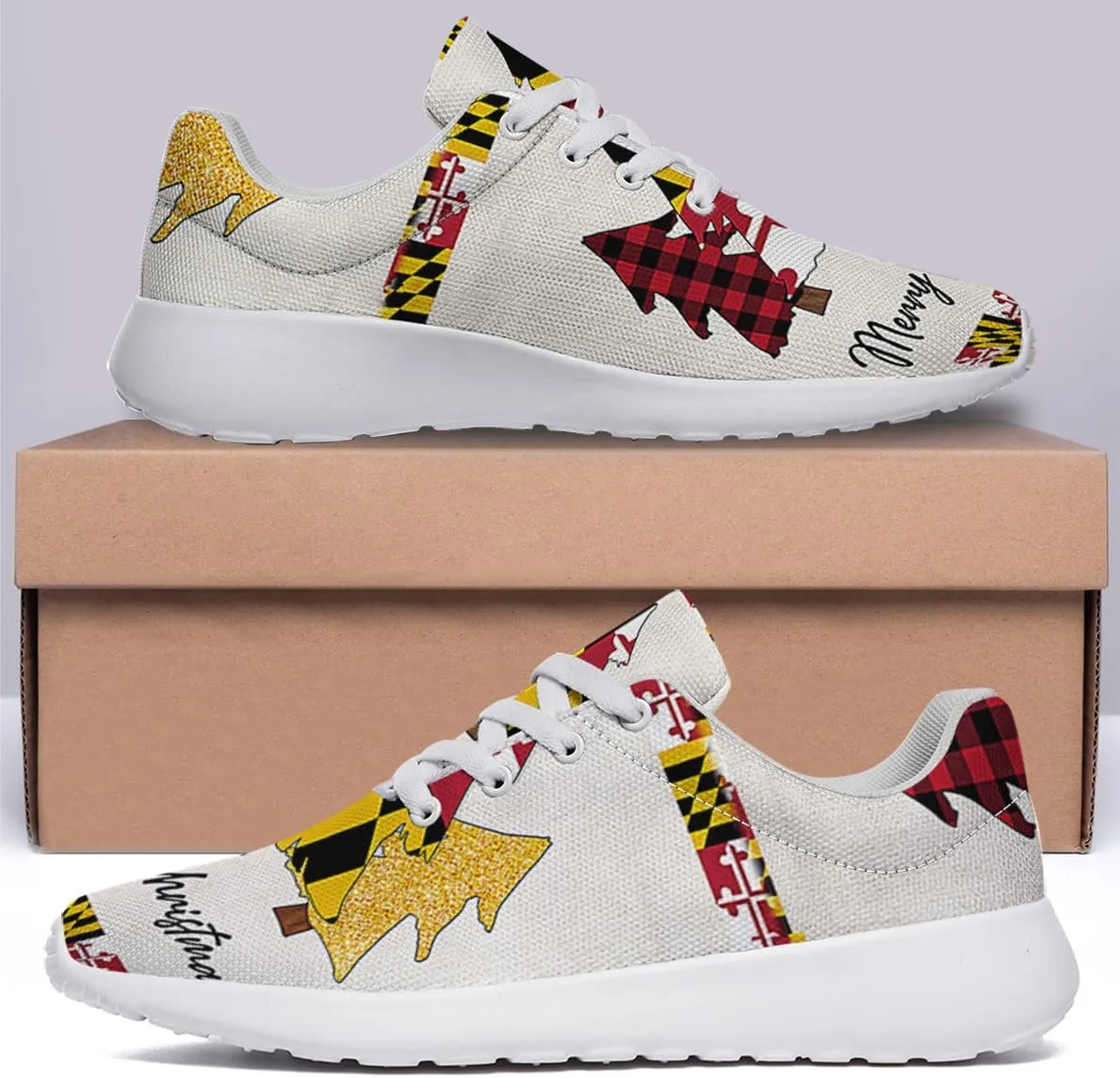 Sonzj-II Maryland Shoes Mens Womens Athletic Walking Sneakers Running Shoes Mesh Breathable Low Top Anti-Slip Trainers
