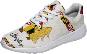 Sonzj-II Maryland Shoes Mens Womens Athletic Walking Sneakers Running Shoes Mesh Breathable Low Top Anti-Slip Trainers