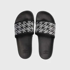 Umbro Womens Embossed Slides Black/Silver _ 182109 _ Black