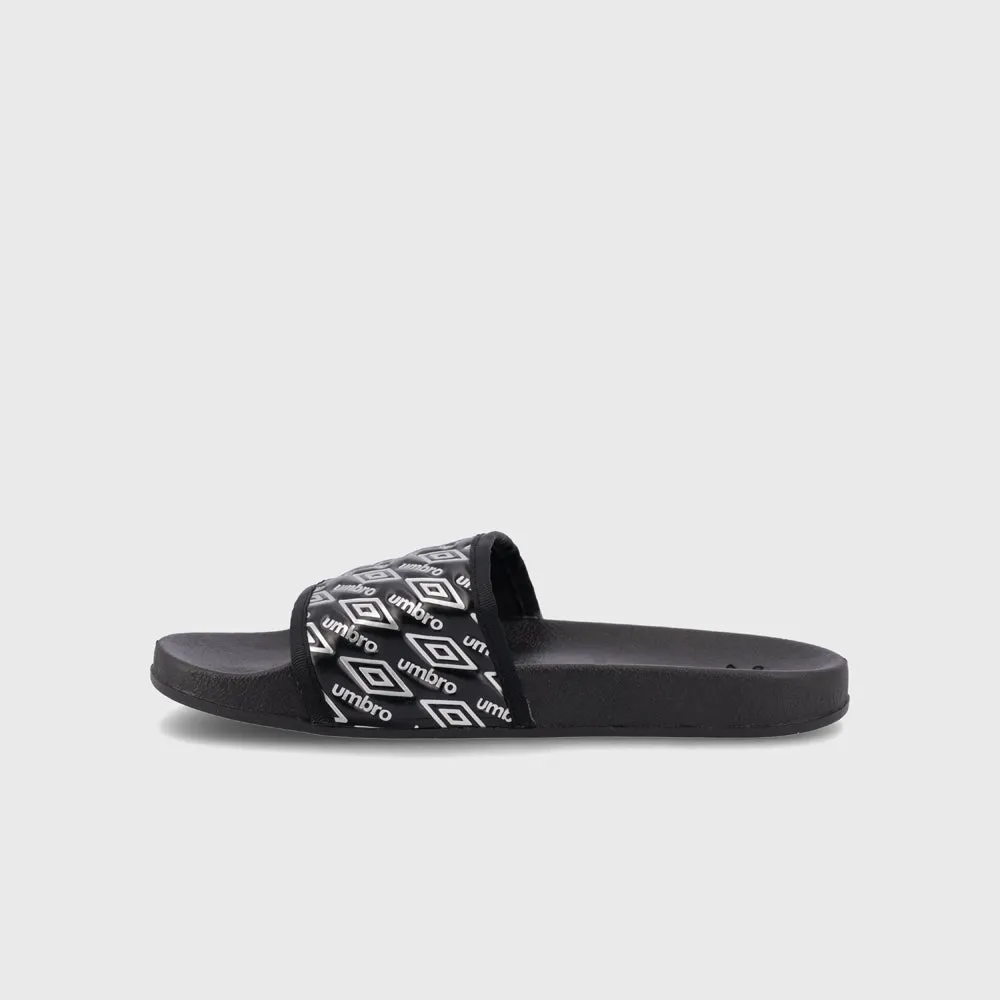 Umbro Womens Embossed Slides Black/Silver _ 182109 _ Black