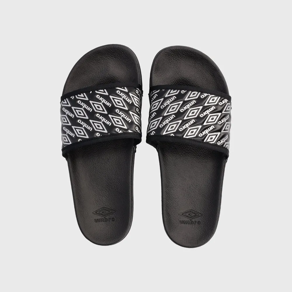 Umbro Womens Embossed Slides Black/Silver _ 182109 _ Black